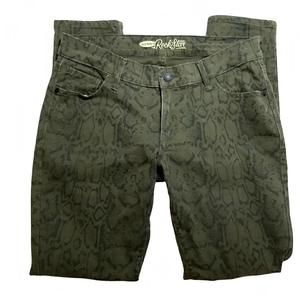 Old Navy the rockstar Size 10 snakeskin print olive green Jeans